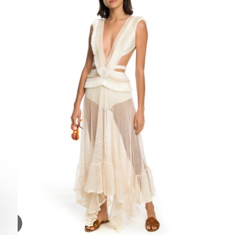 PatBO fringe gown - ivory size small, wore once